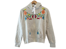 Load image into Gallery viewer, Women's Gray Floral Embroidered Mexican Sweatshirt