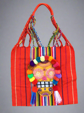 Load image into Gallery viewer, Handmade Embroidered Mexican Sugar Skull Tote Bag - Hand Woven Cotton Bag - Dia de los Muertos Tote Bag - Catrina Mexicana - Artesanias