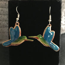 Load image into Gallery viewer, Handmade Mexican Copper Hummingbird Earrings - Hand Painted