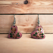 Load image into Gallery viewer, Handmade Mexican Copper Heart Earrings - Hand Painted