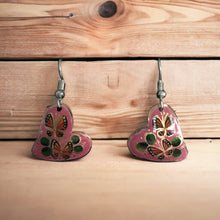 Load image into Gallery viewer, Handmade Mexican Copper Heart Earrings - Hand Painted
