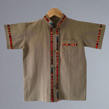 Load image into Gallery viewer, Boy's Traditional Handmade Mexican Guayabera Shirt - Brown