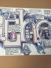 Load image into Gallery viewer, Peter 1983 School Life Cartoon Print Signed Vintage Matted 30” Pre Owned