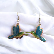Load image into Gallery viewer, Handmade Mexican Copper Hummingbird Earrings - Hand Painted