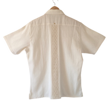 Load image into Gallery viewer, Handmade Men's Off White Mexican Guayabera Shirt - Sizes: Small, Medium, Large & XL - Handmade in Chiapas, Mexico - Men's Mexican Clothing
