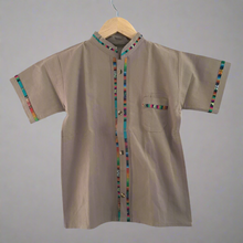 Load image into Gallery viewer, Boy's Traditional Handmade Mexican Guayabera Shirt - Brown