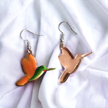 Load image into Gallery viewer, Handmade Mexican Copper Hummingbird Earrings - Hand Painted
