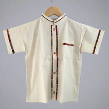 Load image into Gallery viewer, Boy's Traditional Handmade Mexican Guayabera Shirt - Beige - Off White