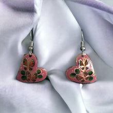 Load image into Gallery viewer, Handmade Mexican Copper Heart Earrings - Hand Painted
