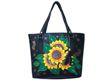 Load image into Gallery viewer, Hand Painted Mexican Tote Bag Purse Handbag - Synthetic Vegan Leather Bag