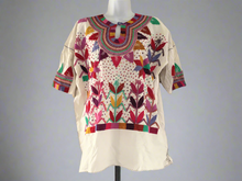 Load image into Gallery viewer, Women's Handmade Hand Embroidered Mexican Blouse - Size Large - Blusa Mazorca