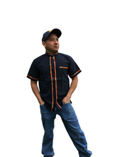 Load image into Gallery viewer, Handmade Men's Traditional Navy Blue Mexican Guayabera - Small Medium Large XL