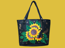 Load image into Gallery viewer, Hand Painted Mexican Tote Bag Purse Handbag - Synthetic Vegan Leather Bag