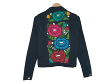 Load image into Gallery viewer, Handmade Embroidered Mexican Denim Jean Jacket - Size Small - Chamarra Bordada