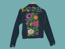Load image into Gallery viewer, Handmade Embroidered Mexican Denim Jean Jacket - Size Small - Chamarra Bordada