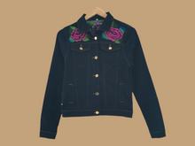 Load image into Gallery viewer, Handmade Embroidered Mexican Denim Jean Jacket - Size Small - Chamarra Bordada