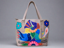 Load image into Gallery viewer, Hand Painted Mexican Tote Bag Purse Handbag - Synthetic Vegan Leather Bag
