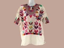 Load image into Gallery viewer, Women's Handmade Hand Embroidered Mexican Blouse - Size Large - Blusa Mazorca