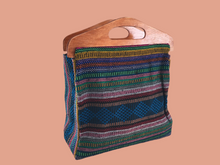 Load image into Gallery viewer, Handmade Woven Mexican Handbag Purse Tote Bag with Wood Handles - Bohemian Boho Hippie Handbag Purse - Bolsa Mexicana