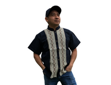 Load image into Gallery viewer, Handmade Men's Traditional Navy Blue Mexican Guayabera - Small Medium Large XL