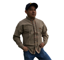 Load image into Gallery viewer, Handmade Men's Long Sleeve Traditional Brown Mexican Guayabera - Size Small - XL