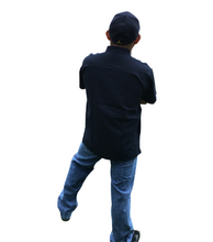 Load image into Gallery viewer, Handmade Men's Traditional Navy Blue Mexican Guayabera - Small Medium Large XL