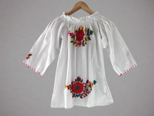 Load image into Gallery viewer, Women's Handmade Off the Shoulder Hand Embroidered Floral Mexican Blouse - Size Small - Traditional Mexican Top - Blusa Artesanal Mexiana