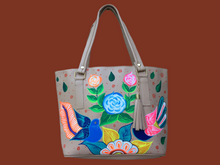 Load image into Gallery viewer, Hand Painted Mexican Tote Bag Purse Handbag - Synthetic Vegan Leather Bag