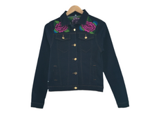 Load image into Gallery viewer, Handmade Embroidered Mexican Denim Jean Jacket - Size Small - Chamarra Bordada