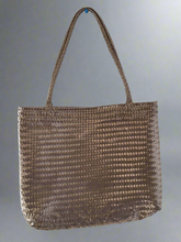 Load image into Gallery viewer, Handmade Brown Woven Mexican Tote Bag & Pom Pom - Mexican Palm Bag - Mexican Beach Tote Bag - Bolsa Artesanal Mexicana - Gift Idea