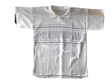 Load image into Gallery viewer, Mens White Size Medium Mexican Guayabera Shirt - Casual Polo Style