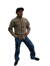 Load image into Gallery viewer, Handmade Men's Long Sleeve Traditional Brown Mexican Guayabera - Size Small - XL