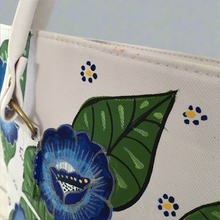 Load image into Gallery viewer, Hand Painted Mexican Purse Handbag Tote Bag - Faux Leather Bag - Bolsa Artesanal