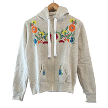 Load image into Gallery viewer, Women's Gray Floral Embroidered Mexican Sweatshirt