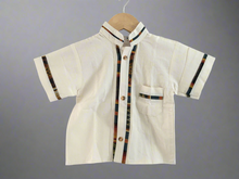 Load image into Gallery viewer, Boy's Traditional Handmade Mexican Guayabera Shirt - Beige - Off White