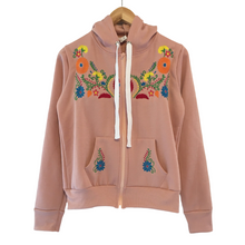 Load image into Gallery viewer, Women's Pink Floral Embroidered Mexican Sweatshirt -