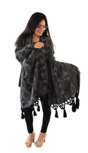 Load image into Gallery viewer, Handmade Traditional Woven Black & White Mexican Rebozo Scarf - Shawl Wrap