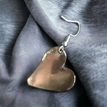 Load image into Gallery viewer, Handmade Mexican Copper Heart Earrings - Hand Painted
