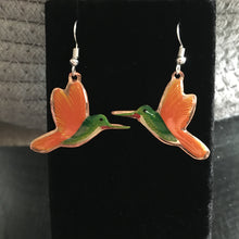 Load image into Gallery viewer, Handmade Mexican Copper Hummingbird Earrings - Hand Painted