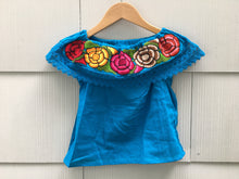Load image into Gallery viewer, Handmade Girls Embroidered Mexican Blouse - Size 4 - Off the Shoulder Blouse