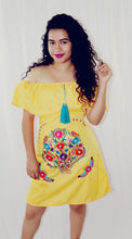 Load image into Gallery viewer, Women's Handmade Off the Shoulder Embroidered Mexican Dress - Vestido Mexicano