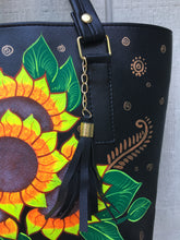 Load image into Gallery viewer, Hand Painted Mexican Tote Bag Purse Handbag - Synthetic Vegan Leather Bag