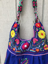 Load image into Gallery viewer, Handmade Floral Embroidered Mexican Satchel Morral Bag - Bolsa Bordada Mexicana