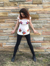 Load image into Gallery viewer, Handmade Women's Baby Doll Mexican Blouse - Size Small - Hand Embroidered & 100% Cotton Mexican Blouse - Blusa Artesanal Mexicana