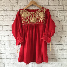 Load image into Gallery viewer, Womens Mexican Blouse - Embroidered Blouse - 3/4 Sleeve Blouse - Bohemian Blouse - Mexican Tunic Blouse - Medium Mexican Blouse - Fiesta