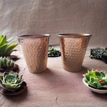 Load image into Gallery viewer, Set of 2 Handmade Hammered Mexican Copper Tumbler Glasses - 12oz - Moscow Mule
