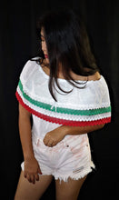 Load image into Gallery viewer, Handmade Off the Shoulder Mexican Peasant Blouse - Chiapas, Mexico - Cinco de Mayo - Mexican Fiesta - Women's Size Medium - Blusa Artesanal