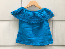 Load image into Gallery viewer, Handmade Girls Embroidered Mexican Blouse - Size 4 - Off the Shoulder Blouse
