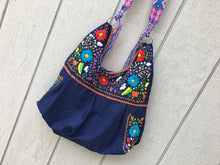Load image into Gallery viewer, Handmade Floral Embroidered Mexican Satchel Morral Bag - Bolsa Bordada Mexicana