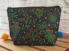 Load image into Gallery viewer, Hand Painted Cactus Succulent Mexican Cosmetic Bag - Vegan Cruelty Free Makeup Bag - Bohemian Cosmetic Bag - Bolsa Cosmetica - Artesanias
